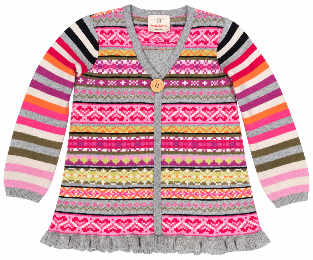 Hanna Andersson Girls Fair Isle Cardigan Sweater Size 5mall Multicolor Cotton